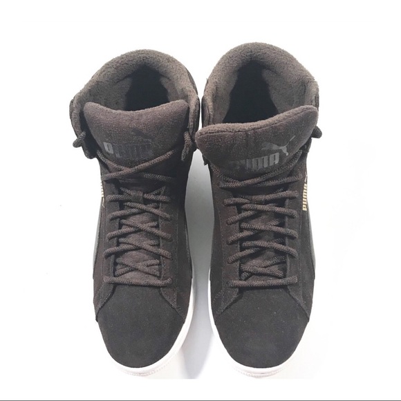 Puma Shoes - Puma Vicky Mid Sneaker Suede Black Coffee Brown